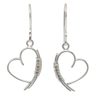 Heart Shaped Sterling Silver Dangle Earrings