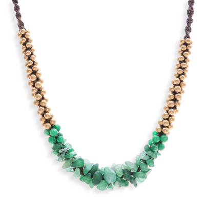 Brass Beaded Quartz Necklace