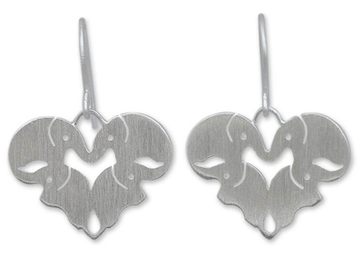 Unique Sterling Silver Elephant Dangle Earrings
