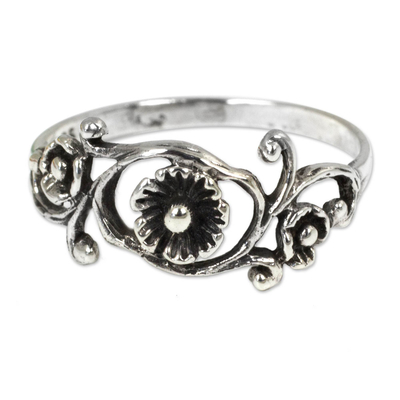 Floral Sterling Silver Band Ring from Thailand