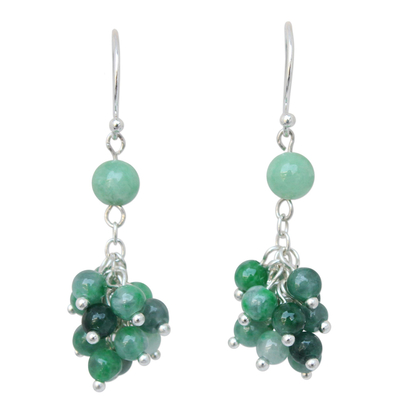 Jade Beaded Cluster Earrings