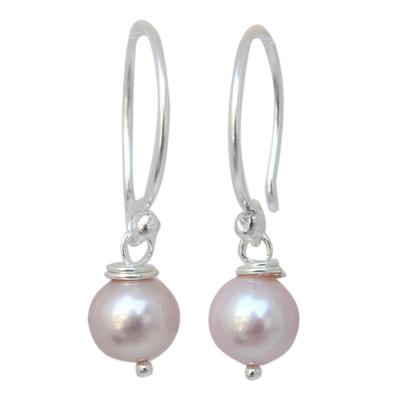 Handmade Bridal Sterling Silver and Pink Pearl Earrings