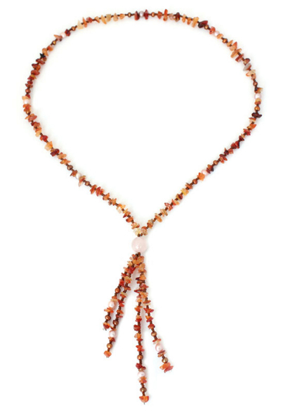 Pearl and carnelian pendant necklace