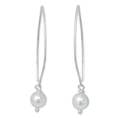Novica Thai Pearl and Sterling Silver Dangle Earrings