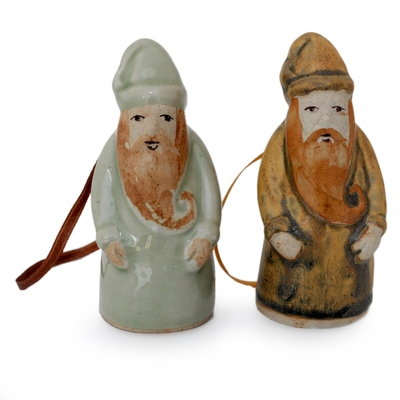Celadon ceramic Christmas ornaments (Pair)