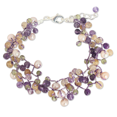 Handcrafted Pearl and Amethyst Bracelet