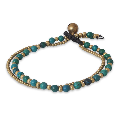 Novica Serpentine and Brass Thai Beaded Bracelet