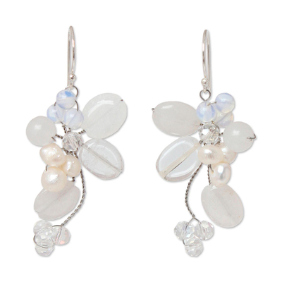 Pearl and Quartz Dangle Earrings