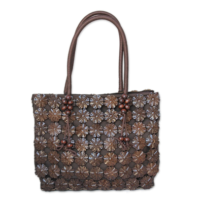 Hand Made Floral Coconut Shell Tote Bag