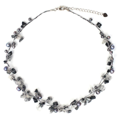 Beaded Quartz and Pearl Necklace from Thailand