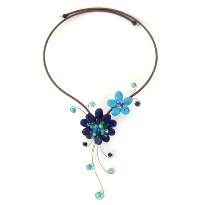 Artisan Crafted Lapis Lazuli Flower Necklace