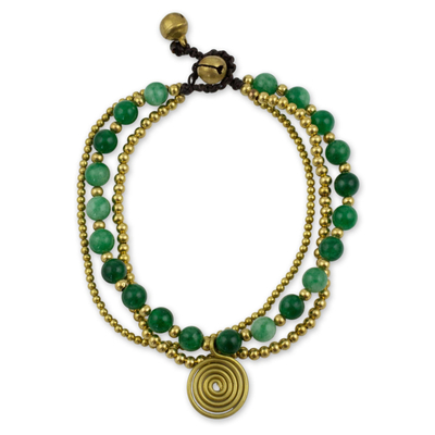 Brass Beaded Aventurine Bracelet from Thailand