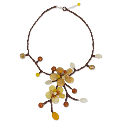 Carnelian flower necklace