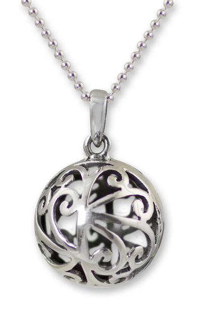 Unique Modern Sterling Silver Pendant Necklace