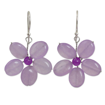 Handmade Purple Quartz Flower Earrings