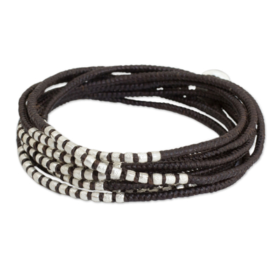Silver Accents Wrap Bracelet Hand Knotted Jewelry