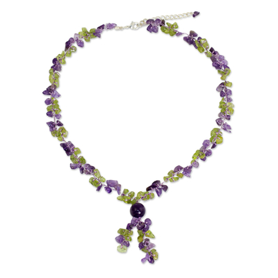 Peridot and Amethyst Beaded Necklace from Thailand