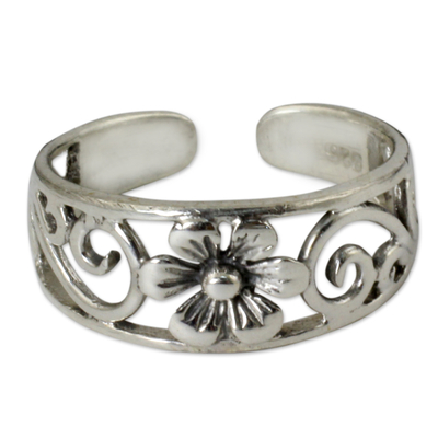 Flower Toe Ring in Sterling Silver Thai Artisan Jewelry