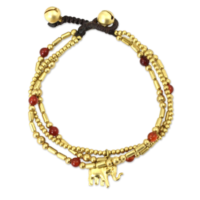 Brass Bracelet Carnelian Gems Beaded Jewelry