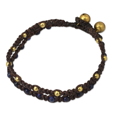 Brass Bracelet Lapis Lazuli Braided Jewelry