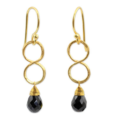 24k Gold Plated Black Onyx Earrings