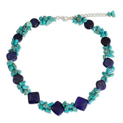 Handcrafted Lapis and Turquoise Colored Necklace