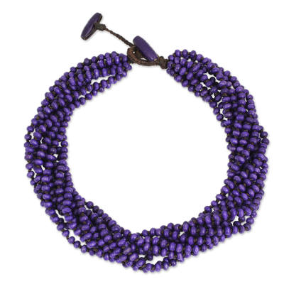 Lilac Torsade Necklace Wood Beaded Jewelry
