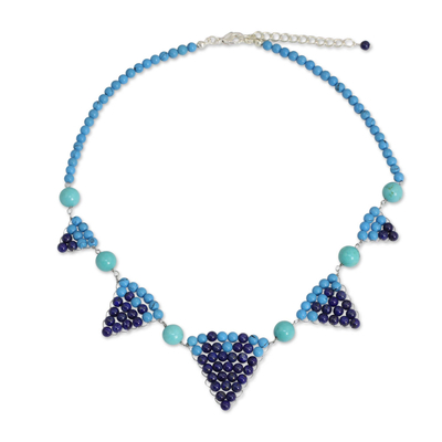 Hand Crafted Thai Lapis Lazuli and Calcite Necklace