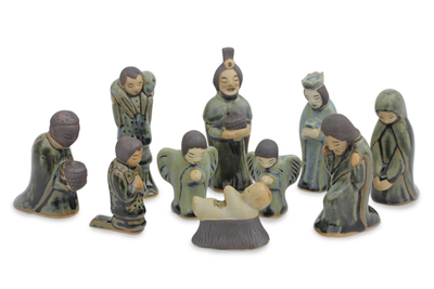 Unique 10-piece Ceramic Nativity Scene