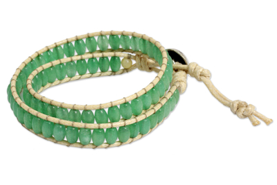 Thai Hand Knotted Green Quartz Wrap Bracelet