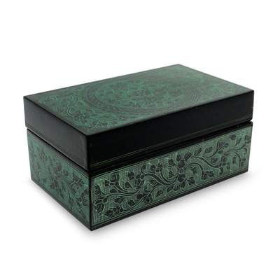 Green on Black Lacquered Decorative Box