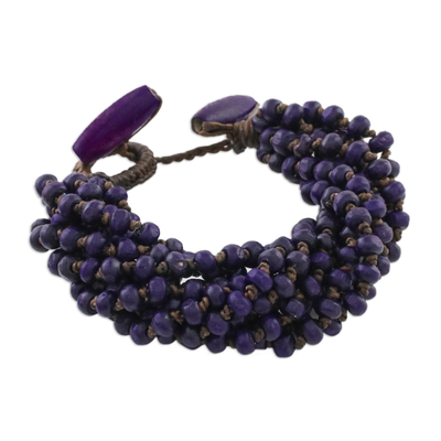 Purple Torsade Bracelet Wood Beaded Jewelry
