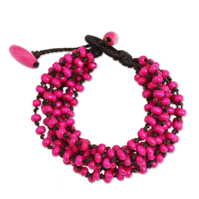 Hot Pink Hand Knotted Beaded Bracelet