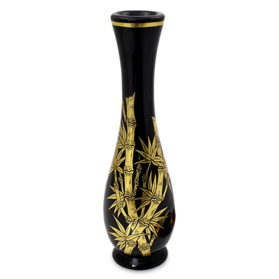Handcrafted Lacquer Wood Decorative Vase