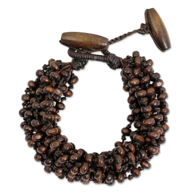 Brown Torsade Bracelet Wood Beaded Jewelry
