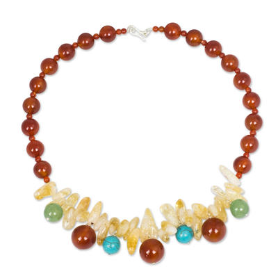 Handmade Carnelian Necklace with Citrine