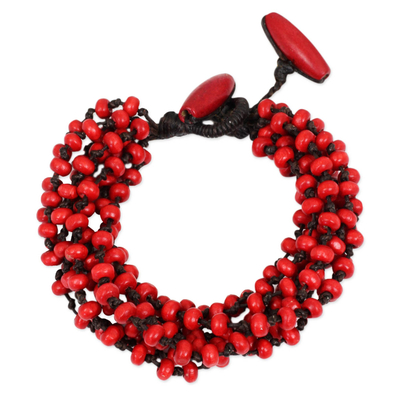 Red Hand Knotted Beaded Bracelet