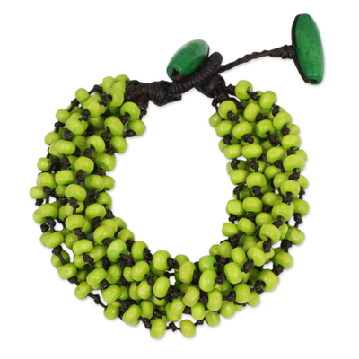 Yellow Green Hand Knotted Beaded Bracelet