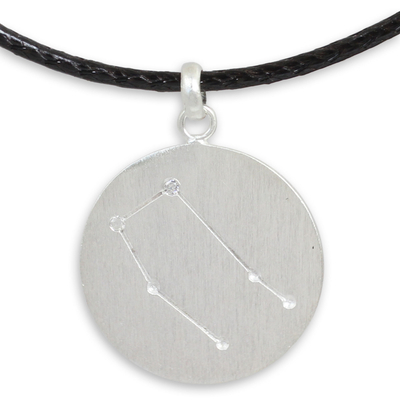 Gemini Zodiac Pendant Necklace in Sterling Silver and Topaz