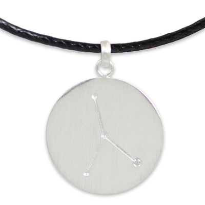Sterling Silver Zodiac Cancer Necklace with White Topaz