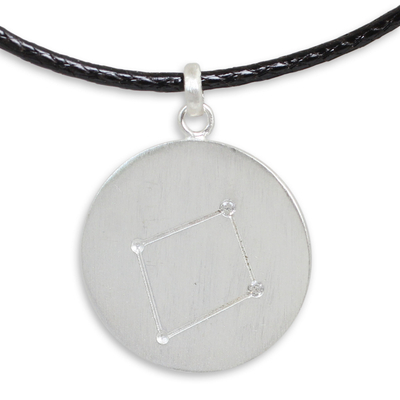 Sterling Silver and White Topaz Libra Zodiac Sign Necklace