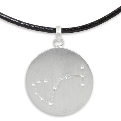 Silver Pendant Necklace of Scorpio with White Topaz Stone