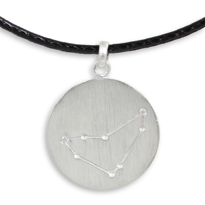 Capricorn Sign White Topaz and Silver Pendant Necklace