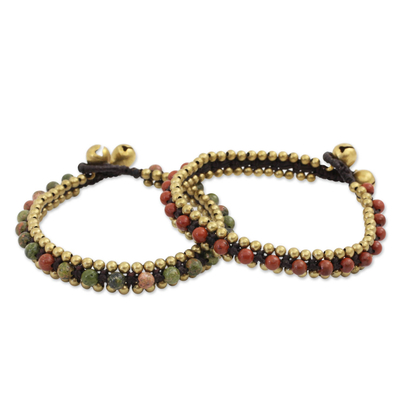 Beaded Fair Trade Bracelets with Jasper and Unakite (Pair)