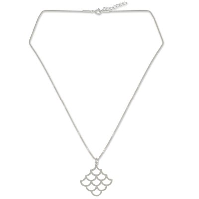 Artisan Crafted Brushed Sterling Silver Pendant Necklace