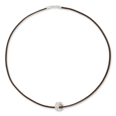 Brushed Satin Sterling Silver Pendant Necklace for Men