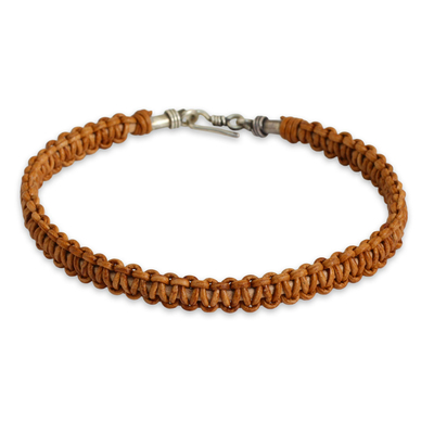 Braided Brown Leather Bracelet for Men Fair Trade Jewelry