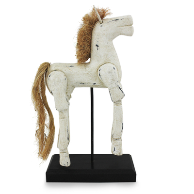 Horse Wood Sculpture Artisan Crafted with Antique Look
