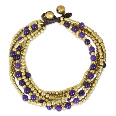 Purple Quartz and Brass Beaded Hand Crafted Bracelet