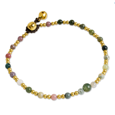 Novica Agate and Brass Handcrafted Anklet